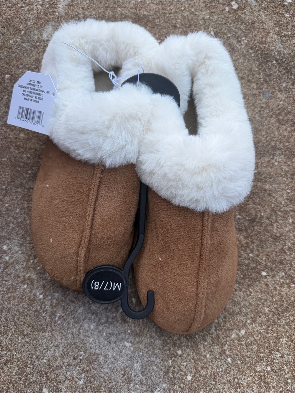 Cozy Faux-Shearling Lined Slippers in Chestnut Brown Size 7/8 NWT